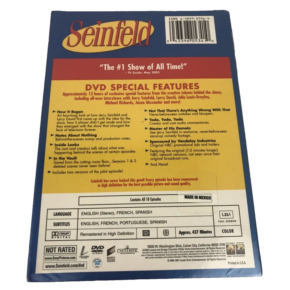 Seinfeld‎ Seasons 1 and 2 DVD Box Set Sony Pictures TV Comedy Series NEW